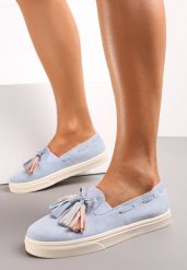 Jasnoniebieskie Półbuty z Chwostami na Grubej Podeszwie Melana. Niebieskie obuwie sportowe damskie Renee, bez zapięcia, tenisowe. Za 44.99 zł.