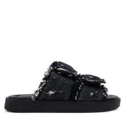 Klapki Inuikii. Czarne klapki damskie Inuikii, bez wzorów, z jeansu, bez obcasa, bez zapięcia. Za 549.99 zł.