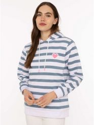 Zwillingsherz Bluza w kolorze niebiesko-białym rozmiar: L/XL. Białe bluzy damskie Zwillingsherz, l, bez wzorów, z kapturem. Za 159.95 zł.