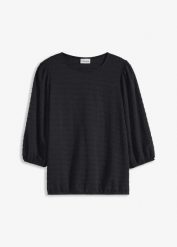 Tunika w strukturalny wzór. Czerwone tuniki damskie bonprix, bez wzorów, eleganckie, bez kołnierzyka, bez ramiączek. Za 59.99 zł.
