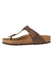 Birkenstock Skórzane japonki "Gizeh" w kolorze brązowym rozmiar: 38. Brązowe klapki damskie Birkenstock, bez wzorów, z otwartym noskiem, bez obcasa, bez zapięcia. Za 460.12 zł.