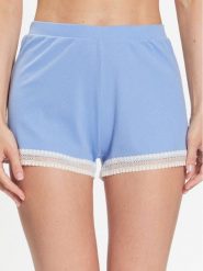 Sloggi Szorty piżamowe Go Ribbed 10215264 Niebieski Regular Fit. Niebieskie piżamy damskie Sloggi, bez wzorów, z bawełny, bez ramiączek. Za 99.99 zł.
