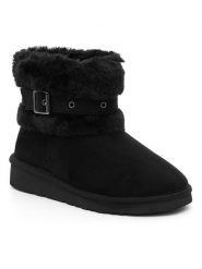 ISLAND BOOT Botki zimowe "Fabya" w kolorze czarnym rozmiar: 38. Czarne botki damskie Island Boot, na zimę, z materiału, bez obcasa, bez zapięcia. Za 165.99 zł.