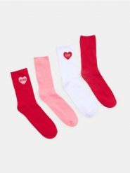 Prążkowane skarpetki z haftem 4 pack - wielobarwny. Skarpetki damskie Sinsay, bez wzorów, prążkowane. Za 17.99 zł.