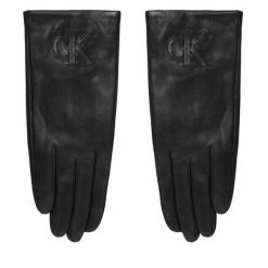 Rękawiczki Calvin Klein. Czarne rękawiczki damskie Calvin Klein, bez wzorów. Za 349.99 zł.
