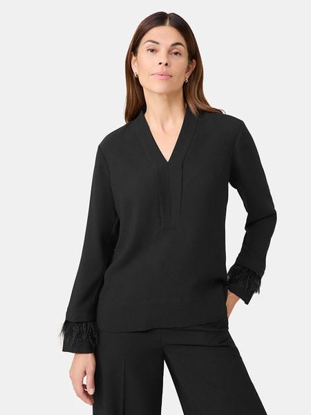 Gerry Weber Bluzka w kolorze czarnym rozmiar: 40. Czarne bluzki damskie Gerry Weber, bez wzorów, bez kołnierzyka, bez ramiączek. Za 145.26 zł.