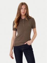 Tommy Hilfiger Sweter Fine WW0WW41474 Brązowy Regular Fit. Brązowe swetry klasyczne damskie Tommy Hilfiger, xl, z bawełny, bez kołnierzyka. Za 389.99 zł.