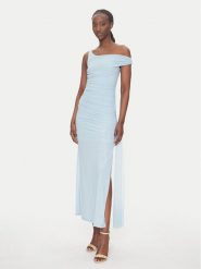 BARDOT Sukienka koktajlowa 59512DB Błękitny Slim Fit. Niebieskie sukienki damskie Bardot, bez wzorów, z syntetyku, wizytowe, bez ramiączek. Za 399.99 zł.