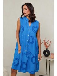 Le Monde du Lin Lniana sukienka w kolorze niebieskim rozmiar: 38/40. Niebieskie sukienki damskie Le Monde du Lin, bez wzorów, ze lnu, klasyczne, bez ramiączek. Za 109.78 zł.