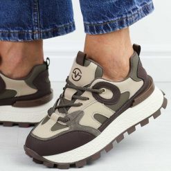 Brązowe skórzane sneakersy damskie Vinceza 66710. Brązowe obuwie sportowe damskie VINCEZA, na jesień, ze skóry, bez zapięcia, trekkingowe. Za 239.00 zł.