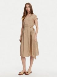 TWINSET Sukienka letnia 251TT2072 Beżowy Loose Fit. Brązowe sukienki damskie Twinset, bez wzorów, z lyocellu, bez ramiączek. Za 929.99 zł.