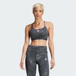 Biustonosz Aeroreact Training Essentials Light Support Tie-Dye Flower-Print. Brązowe biustonosze sportowe damskie Adidas, bez wzorów, z materiału. Za 179.00 zł.