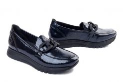 Rieker 49051-14 blue, półbuty damskie. Niebieskie półbuty damskie Rieker, bez wzorów, ze skóry ekologicznej, bez obcasa, bez zapięcia. Za 349.90 zł.