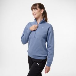 Second Life - Bluza na zamek damska Puma - Stan Doskonały. Niebieskie bluzy damskie Puma, s, bez wzorów, z bawełny, bez kaptura. Za 109.99 zł.
