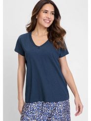 Olsen Koszulka w kolorze granatowym rozmiar: 36. Niebieskie bluzki damskie Olsen, bez wzorów, z bawełny, bez kołnierzyka, bez ramiączek. Za 52.99 zł.