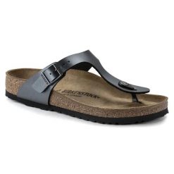 Japonki damskie Birkenstock Gizeh BF. Szare klapki damskie Birkenstock, bez wzorów, bez obcasa, bez zapięcia. Za 289.99 zł.
