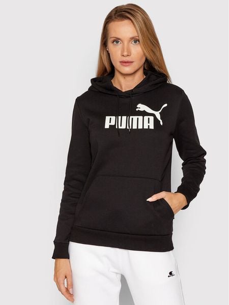 Puma Bluza Essentials Logo 586788 Czarny Regular Fit. Czarne bluzy damskie Puma, xs, bez wzorów, z bawełny, bez kaptura. Za 139.99 zł.