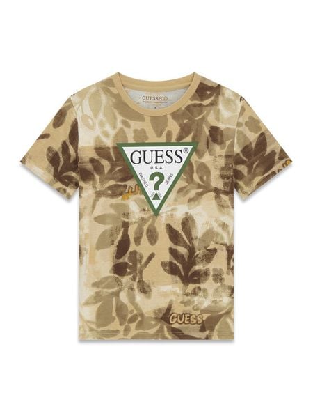 Guess T-Shirt L6GI03 K8HM4 Khaki Regular Fit. Brązowe t-shirty i koszulki chłopięce Guess, z aplikacjami, z bawełny, bez kołnierzyka, bez ramiączek. Za 79.99 zł.