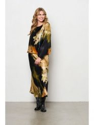 &Co Woman Bluzka "Alexandra" w kolorze beżowo-granatowo-pomarańczowym rozmiar: M. Czarne bluzki damskie &Co Woman, m, bez wzorów, z wiskozy, bez kołnierzyka, bez ramiączek. Za 171.95 zł.