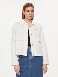 Tommy Jeans Kurtka jeansowa DW0DW17748 Biały Regular Fit. Białe kurtki damskie Tommy Jeans, s, bez wzorów, z bawełny, bez kaptura. Za 379.99 zł.