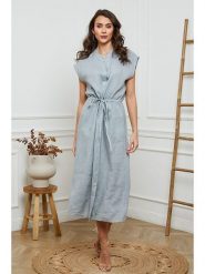 Joséfine Lniana sukienka w kolorze szarym rozmiar: XL. Szare sukienki damskie Joséfine, bez wzorów, ze lnu, bez ramiączek. Za 195.99 zł.