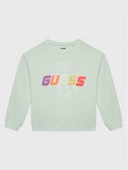 Guess Bluza J3GQ08 FL04P Zielony Regular Fit. Zielone bluzy dziewczęce Guess, z aplikacjami, z bawełny, bez ramiączek, bez kaptura. Za 179.99 zł.