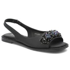 Sandały damskie S. Barski, z eko skóry z ozdobą wsuwane i na płaskim obcasie, czarne, KV51-079. Czarne sandały damskie S.BARSKI, z aplikacjami, ze skóry, bez obcasa, na płaskiej podeszwie, bez zapięcia. Za 109.00 zł.