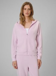 4F Bluza dresowa regular z kapturem damska - różowa XXL. Czerwone bluzy damskie 4F, xxl, bez wzorów, z dresówki, z kapturem. W wyprzedaży za 99.99 zł.