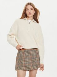Tommy Hilfiger Sweter WW0WW42141 Écru Relaxed Fit. Swetry klasyczne damskie Tommy Hilfiger, l, z bawełny, bez kołnierzyka. Za 399.99 zł.
