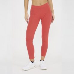 Legginsy do jogi damskie z elastycznej bawełny koralowe. Pomarańczowe legginsy sportowe damskie LEGEA, xs, bez wzorów, z bawełny, z podwyższonym stanem, do biegania. Za 60.00 zł.