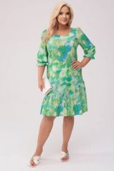 Sukienka Arie w odcieniach zieleni XXL OVERSIZE WIOSNA. Zielone sukienki damskie Moda Size Plus Iwanek, bez wzorów, z elastanu, bez ramiączek. W wyprzedaży za 139.90 zł.
