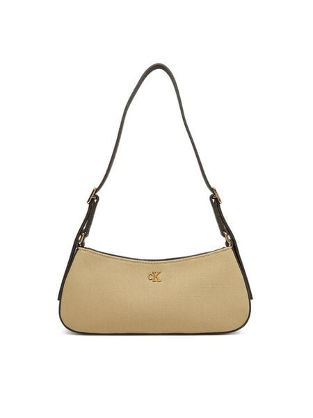 Calvin Klein Torebka Ck Canvas Small Shoulder Bag LV04F3347G Beżowy. Brązowe torebki klasyczne damskie Calvin Klein, bez dodatków. Za 409.99 zł.
