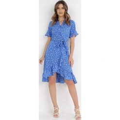 Niebieska Sukienka Irede. Niebieskie sukienki damskie Born2be, bez wzorów, z materiału, klasyczne, bez ramiączek. Za 219.99 zł.