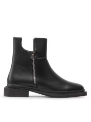 DeeZee Botki ZAL90183-2 Czarny. Czarne botki damskie DeeZee, ze skóry, bez obcasa, na płaskiej podeszwie, bez zapięcia. Za 179.99 zł.