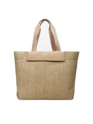 Calvin Klein Torebka Ck Raffia Large Shopper K60K613025 Beżowy. Brązowe shopper bag Calvin Klein, bez wzorów, z tworzywa sztucznego, bez dodatków. Za 419.99 zł.