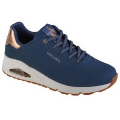 Buty sportowe Sneakersy damskie, Uno-Shimmer Away. Niebieskie obuwie sportowe casual damskie Skechers, bez zapięcia. Za 299.99 zł.