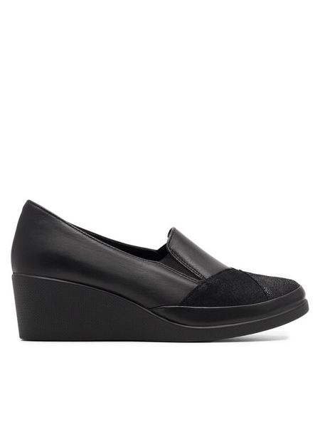 Go Soft Półbuty EST-295-08 Czarny. Czarne czółenka damskie GO SOFT, bez wzorów, z materiału, bez obcasa, na koturnie, bez zapięcia. Za 159.99 zł.