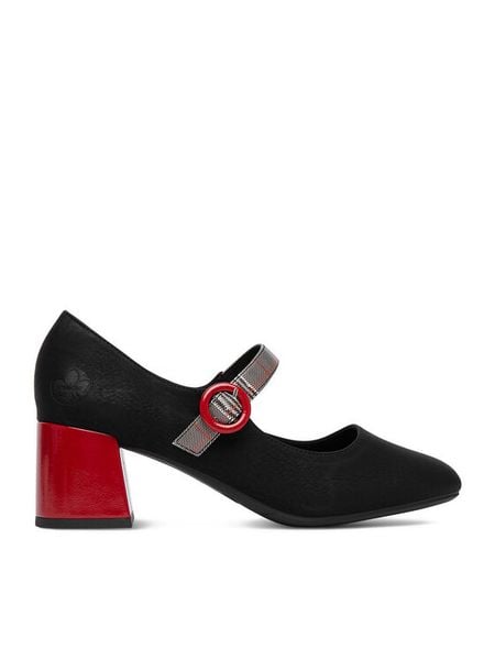 Rieker Czółenka CEO-44752-01 Czarny. Czarne czółenka damskie Rieker, bez wzorów, ze skóry, bez obcasa. Za 319.99 zł.