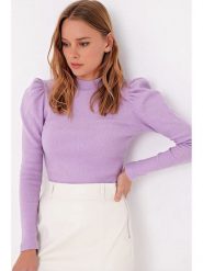 Trend Alacati Sweter w kolorze fioletowym rozmiar: S. Różowe swetry klasyczne damskie Trend Alacati, s, z bawełny, bez kołnierzyka. Za 61.89 zł.