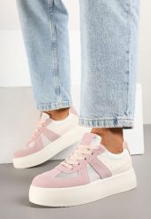 Różowe Sneakersy w Stylu Tenisówek na Platformie Nanirea. Czerwone obuwie sportowe damskie Born2be, z jeansu, bez zapięcia, tenisowe. Za 89.99 zł.