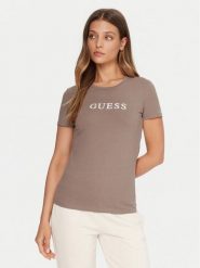 Guess T-Shirt O5RI01 KBBU1 Beżowy Regular Fit. Brązowe t-shirty damskie Guess, l, z aplikacjami, z bawełny, bez kołnierzyka. Za 119.99 zł.