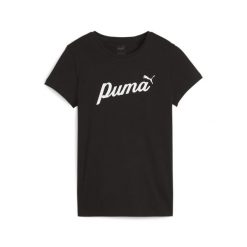 Damska koszulka ESS+ Script PUMA Black. Czarne bluzki damskie Puma, xs, bez wzorów, bez kołnierzyka, bez ramiączek. Za 90.00 zł.