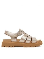 Timberland Sandały TB0A2Q1PN751 Złoty. Żółte sandały damskie Timberland, bez wzorów, ze skóry, bez obcasa, na płaskiej podeszwie, bez zapięcia. Za 299.99 zł.