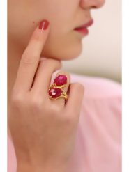 Pierres delicates Pozłacany pierścionek z agatami rozmiar: onesize. Żółte pierścionki damskie Pierres delicates, z agatem, pozłacane. Za 74.46 zł.