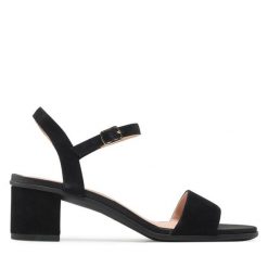 Sandały Geox. Czarne sandały damskie Geox, bez wzorów, bez obcasa, na słupku, bez zapięcia. Za 289.99 zł.