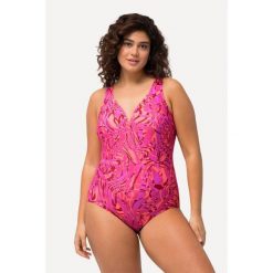 Damskie Kostium kąpielowy wzór w kłęby miękkie miseczki fiszbiny. Czerwone stroje jednoczęściowe Ulla Popken, bez wzorów, z materiału. Za 239.99 zł.