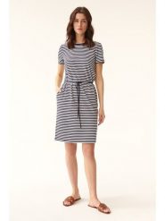 TATUUM Sukienka w kolorze granatowo-białym rozmiar: L. Niebieskie sukienki damskie TATUUM, bez wzorów, z tkaniny, bez ramiączek. Za 118.01 zł.