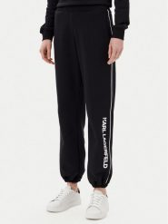 KARL LAGERFELD Spodnie dresowe A2W10149 Czarny Regular Fit. Czarne spodnie dresowe damskie KARL LAGERFELD, l, bez wzorów, z bawełny. Za 719.99 zł.