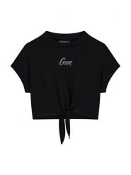 Guess T-Shirt J6GI29 K6YW4 Czarny Relaxed Fit. Czarne koszulki i t-shirty dziewczęce Guess, z aplikacjami, z bawełny, bez kołnierzyka, bez ramiączek. Za 94.99 zł.