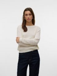 Vero Moda Sweter w kolorze kremowym rozmiar: XL. Brązowe swetry klasyczne damskie Vero Moda, s, z wiskozy, bez kołnierzyka. Za 109.00 zł.